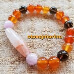 💗四葉様ご予約品💗うる艶可愛い❤マニカラン水晶天珠型ブレスレット①♡最強の癒し＆浄化力＆大地のエネルギーのお守り 天然石ブレスレット♡カーネリアンとスモーキークォーツとクンツァイトのブレスレット♡