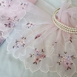 1m 花柄　刺繍チュールレース　ハンドメイド　はぎれ　生地