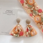 new color！　さわやかオレンジのインド刺繍リボン　ピアス　アレルギー対応