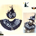 犬服 ハロウィンコスプレ  ダイヤ柄の帽子とすっぽりタイプのチョーカー・ケープ・付け衿　送料無料　dbc01