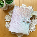 ◆受注生産◆  各サイズ対応★ 本革 可愛らしいパステルカラー システム手帳 牛革　薔薇型押し　マルチカラー　ペールカラー　カラフル　レザー  手帳カバー