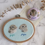 【オーダー】飾るうちの子刺繍フレーム、うちの子刺繍ブローチ