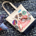 m様ご予約/💕送料無料パグちゃん＆レトロフォン帆布エコトートバッグ/HULA ALOHA HAWAII /GOOD VIBES & SUN RISE