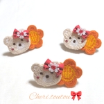ホッコリくまフラワー🐻‍❄🏵クリーム✕オレンジ
