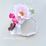 【秋桜🌸カチューシャ】アーティフィシャルフラワー 1点物です イベント 撮影用 ペット用 
