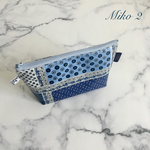 パッチワーク柄ラミネート　コスメポーチ　内ポケット付き　