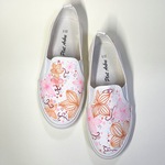 手描きの春花スリッポン
