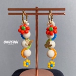 フラワービーズピアス / オレンジ イエロー