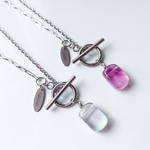 FluoriteNecklace ⅱ/レクタングル型のフローライトとチェーンのユニセックス◎ネックレス