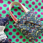 ちっちゃめLIBERTY Strawberry Thief×ターコイズ帆布×キナリ綿麻キャンバスお出かけプチトートバッグ