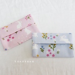 【2枚セット】うさぎとお花柄ミニポケットティッシュケース 