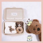 🧸【3点セット】出産祝い🧸Nicona orginalgift☆kumsan gift☆スタイ&ラトル&ウッド歯固め☆好きな物選べます☆直接送ります☆ほんの気持ちプレゼント中☆新生児☆ベビードレス