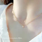 小さな 2mm パール ネックレス　ステンレス チェーンネックレス　華奢　オフィス　可愛い　シンプルネックレス