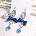 【8/19(土)12時～販売】ロイヤルネイビーリボン耳飾り(ピアス/イヤリング可)