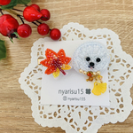秋の新作🍁もみじ狩りビションちゃんのヘアクリップ🍁🐻‍❄️🍂