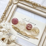 お花と蔦のヘアクリップセット【ボルドー】