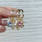 2way 華やか 淡水パール × クリスタル アシメ フープ ピアス 【 ライトサファイア 】金属アレルギー 高級感 星 お出かけ 