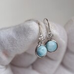 限定１　ラリマー８　　JBBリーフ＆フラワーピアス❀ 