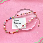 〻人気♡再販♡ビーズアクセサリー♡2way♡ブレスレットにもなる♡ランダムカラフルビーズネックレス〻