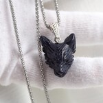 狼　ブルーゴールドストーン２５　ステンレスチェーンネックレス❀
