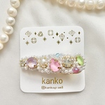  おもちゃシリーズ／太ヘアクリップ／いちごみるく／ビーズ刺繍