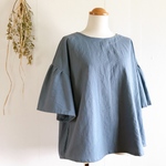 【☆】40％off やわらかコットンリネン夏のギャザースリーブブラウス