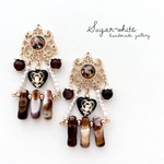🤎 scorched caramel series ✵ チョコステックみたいなシャンデリア ピアス  /  イヤリング   マーブル  ハート