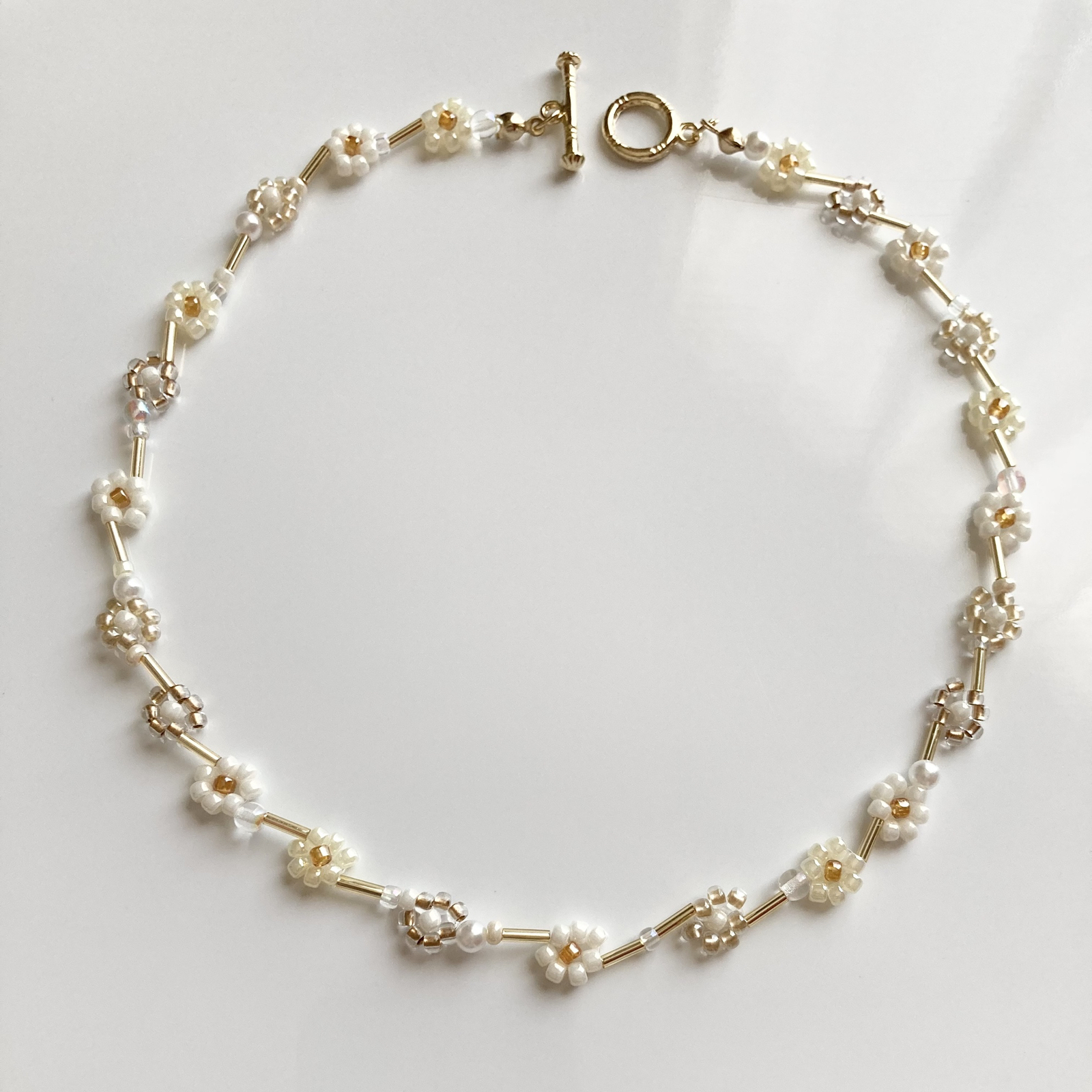 ビーズネックレス ビーズアクセサリー ビーズ お花 - onono