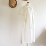 【☆】50％off リネンのカフス袖ワンピース/ホワイト