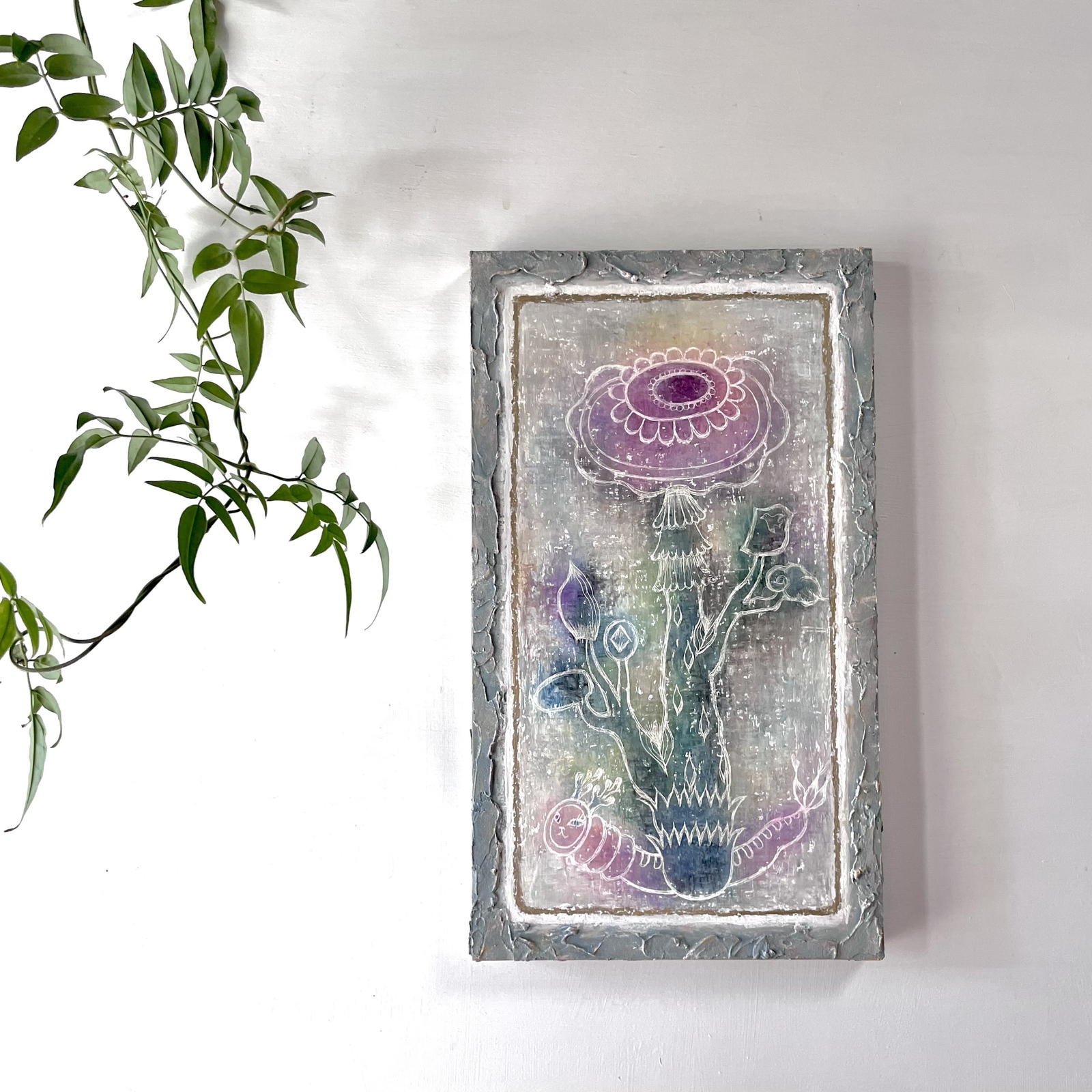 専用オーダー　オイルパステル原画 青く澄んだ海 オイルパステル原画 A4サイズ 絵画 ゆうまめ 通販