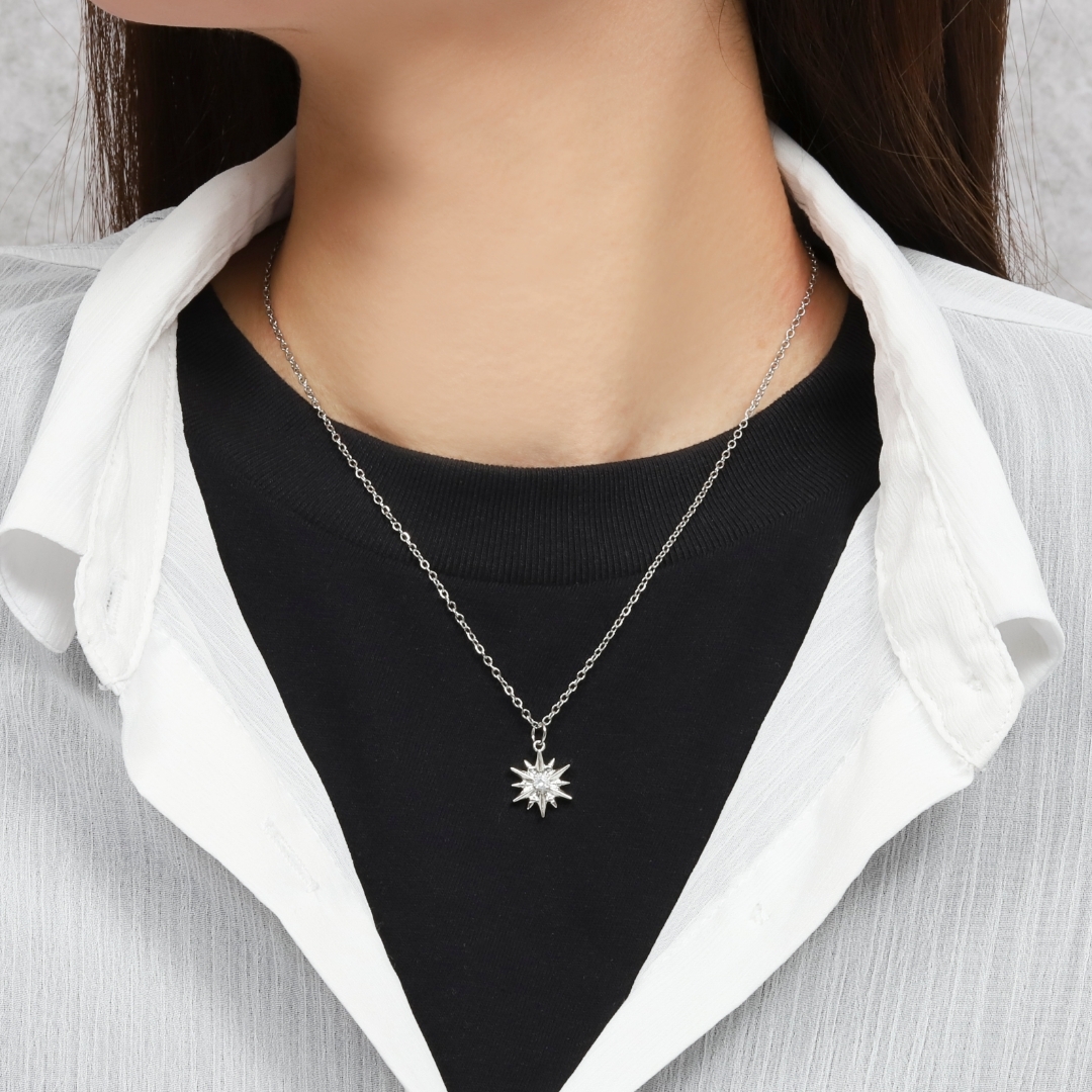 北極星 in レクタングル きらきらCZ リンク チェーン ネックレス ROUND HERRINGBONE CHAIN 50cm(2JK0242)K10 チェイン｜スター