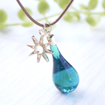 [ガラス細工]海のしずくと太陽のネックレス☀️ワックスコード＊再販🌷