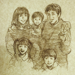 水彩・ご家族の似顔絵（5人）※サンプル画像は単なるイメージです
