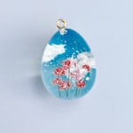 空をひとすくい　青空と彼岸花のネックレス　レジン　キーホルダー変更可能　赤