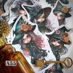 送料無料【A55コラージュ素材】女の子シール　ハロウィン　デザインペーパー　日記　ジャンクジャーナル　バレット　