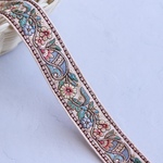 インド刺繍リボンᢂシルクフラワー②【サーモン】インド刺繍/刺繍リボン/刺繍/リボン/シルク/トリム/ブレード/チロリアンテープ/レース