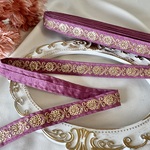 50cm  インド刺繍リボン  シルク　花柄  パープル  #ns10