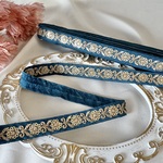 50cm  インド刺繍リボン  シルク　花柄  ダークブルー  #ns10