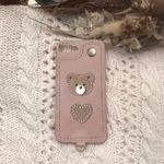 《nico.33様専用ページ》New!ミルクティーの本革くまさんスマホケース🧸 背面型 ヌメ レザー  韓国  
