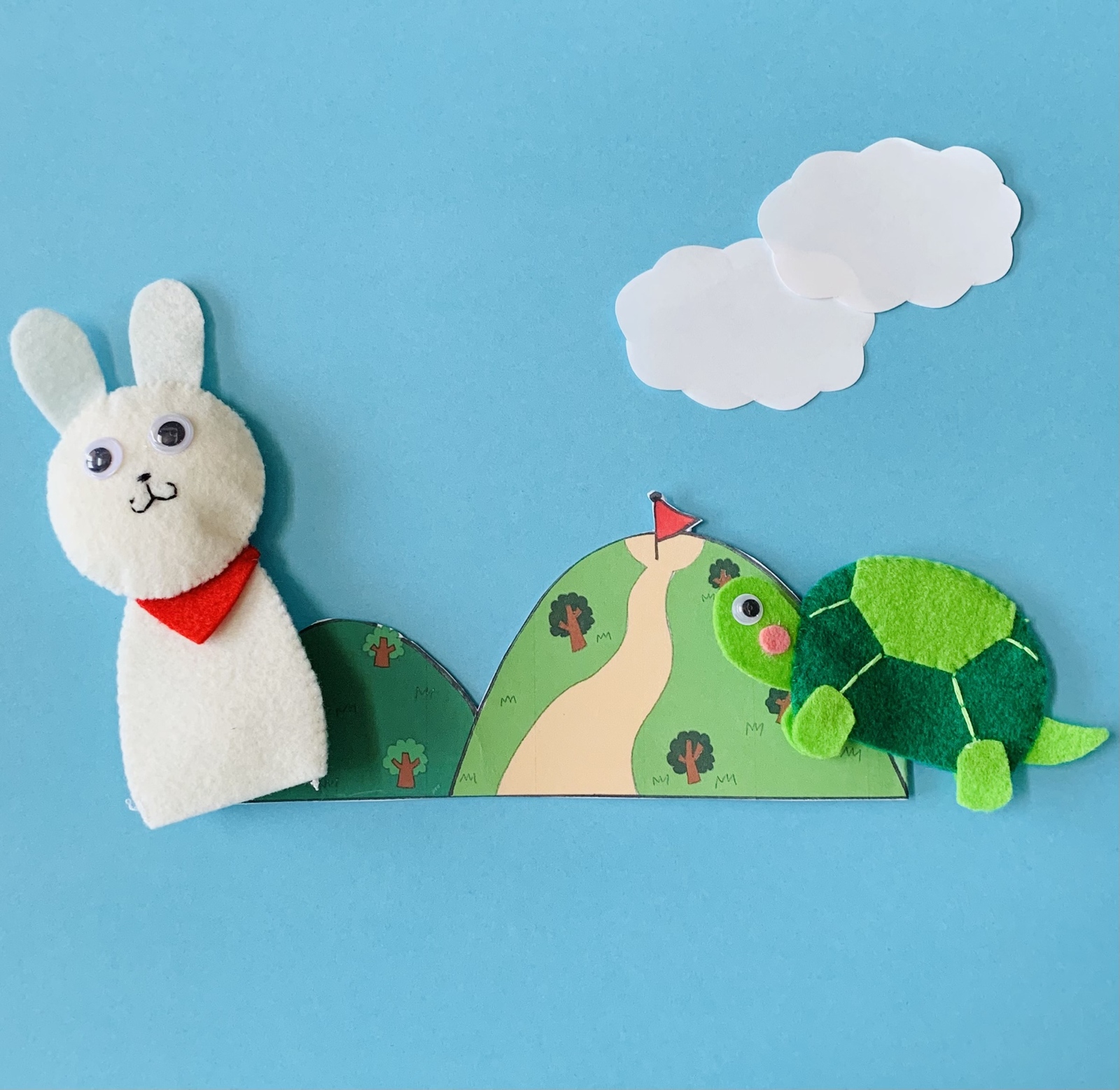 うさぎとかめフェルト指人形 - POUCH RABBIT | minne byGMO