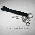 T-shirt yarn keychain 2 / Tシャツヤーンキーホルダー 2：水晶ポイント・マップジャスパー 8mm
