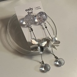 泡淡とマットシルバーのお花　ピアス/イヤリング