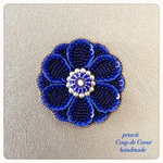 Blue Flower〜Coup de Coeur 〜ビーズ刺繍ブローチ