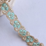 インド刺繍リボンᢂブレード【グリーン】インド刺繍/刺繍リボン/刺繍/リボン/シルク/トリム/ブレード/チロリアンテープ/レース