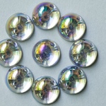 【12個】10mm カボション　オーロラ　AB加工 レインボー シルバー クリア 半円 貼り付け ネイル 
