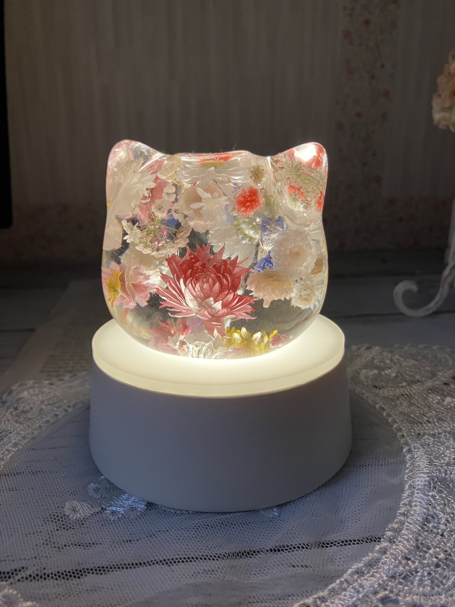 No.451 ねこの置物♡ハンドメイド 固まるハーバリウム No.451 ねこの置物♡ハンドメイド 固まるハーバリウム