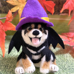 【早割10%OFF】ハロウィン置物🦇コウモリのコスプレをした柴犬ちゃん🐕羊毛フェルト