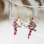 "Greenamethyst×ruby×greenサファイア" サージカルステンレス グリーンアメジスト ルビー グリーンサファイア 天然石 ピアス イヤリング☽ 