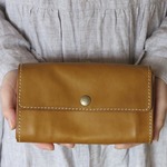 革の5層折り財布/ジャバラ折のハンドメイド財布/レザー財布/キャメル