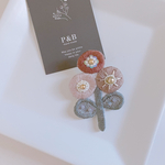名も無き 丸花 ビーズ刺繍ブローチ